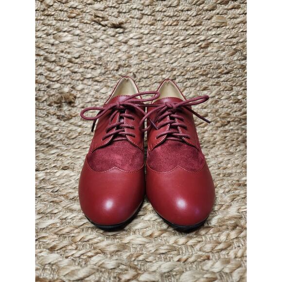 Masseys Red Synthetic Heeled Ankle Booties Boot Size 8.5 M Lace Up Wingtip - Picture 3 of 11